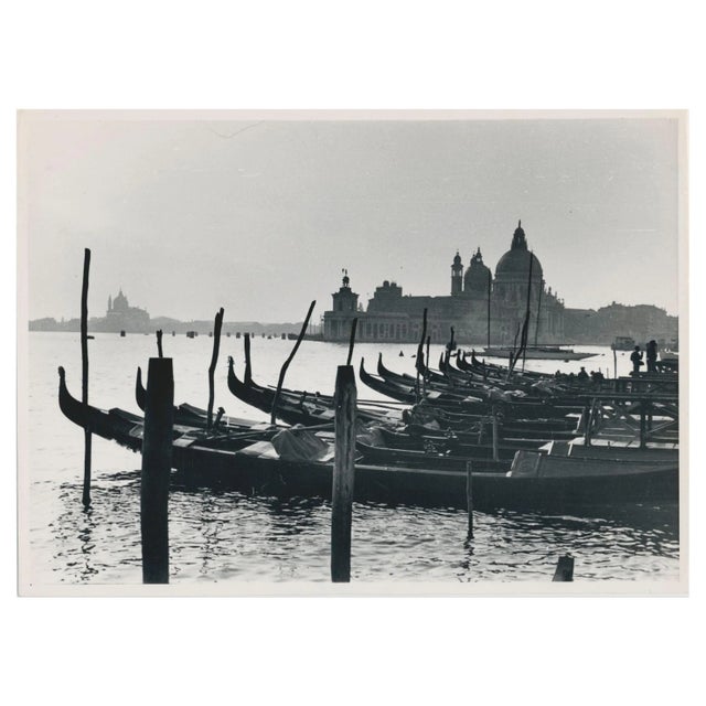 Gondolas and Skyline, Italy, 1950s, Black & White Photograph For Sale