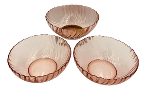 Vintage French Pink Glass Bowls- Set of 3