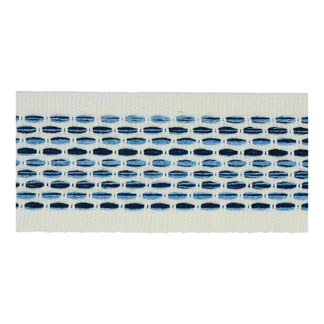 Sample - Schumacher Portola Tape Indoor & Outdoor in Blue For Sale