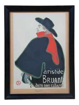 Mid 20th Century Aristide Bruant Dans Son Cabaret Lithograph, Framed