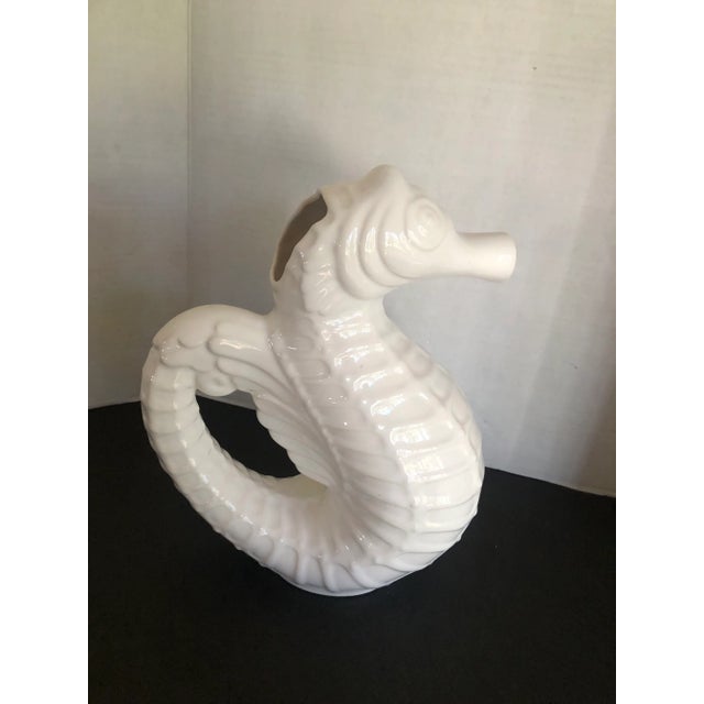 White Glazed Ceramic Seahorse Pitcher by Sanor Cerámica Portugal For Sale - Image 10 of 10