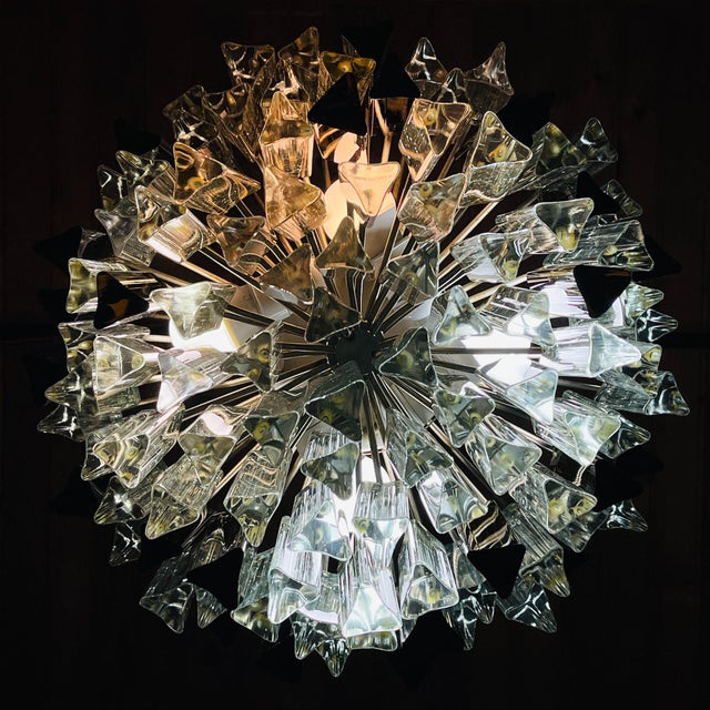 Mid-Century Modern Vintage Italian Murano Glass Crystal Prism Chandelier from Venini, 1970s For Sale - Image 3 of 18
