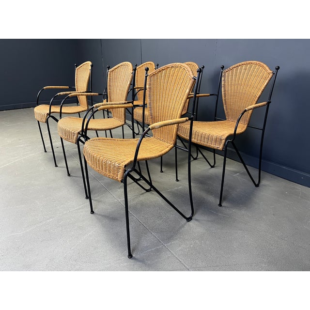Wicker Chairs from Frederick Weinberg, 1960s, Set of 6, in Good conditions. Designed 1960 to 1969