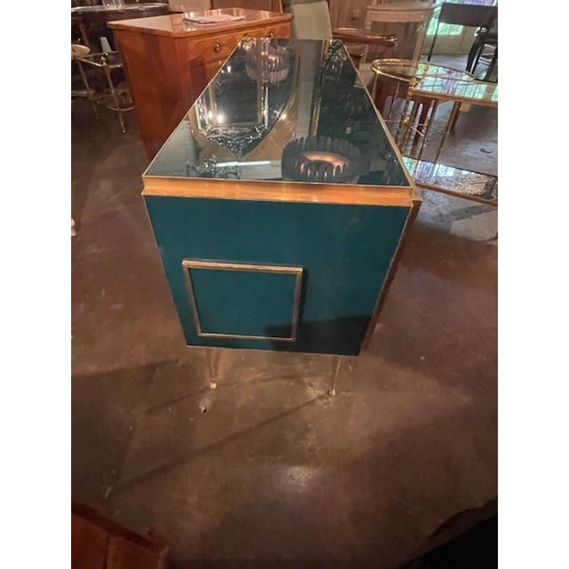Modern Murano Glass and Brass Cabinet in Peacock Plume Green For Sale In Dallas - Image 6 of 6