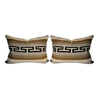 Pair of Mid 20th Century Geometric Mexican Weaving Pillows For Sale
