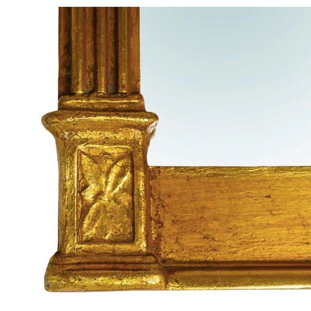 Neoclassical Vintage Continental Federal Style Gilt Neoclassical Wall Mirror With Fluted Columns For Sale - Image 3 of 5