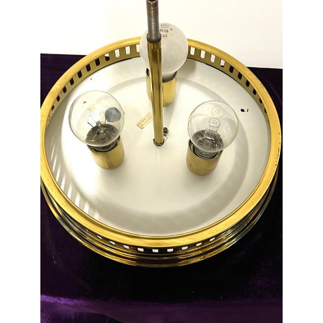 Brass and Glass 3-Light Ceiling Lamp from Schröder, 1960s For Sale - Image 6 of 9