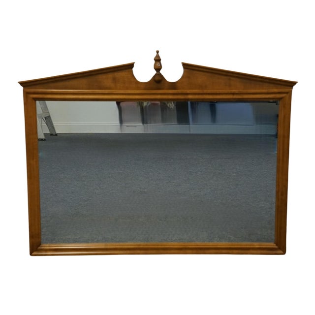 American Ethan Allen Heirloom Nutmeg Maple 53" Pediment Mirror 10-5220 For Sale - Image 3 of 7