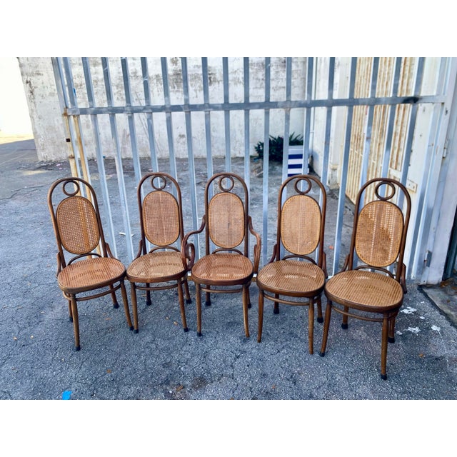 Thonet Atribute Benwood Long Johns' High Back Dining Chairs Set of 5 . For Sale - Image 12 of 12