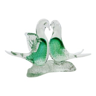 1960s Italian Murano Glass Pair of Love Birds Table Sculpture - Mid Century Modern Mid-Century Modern For Sale