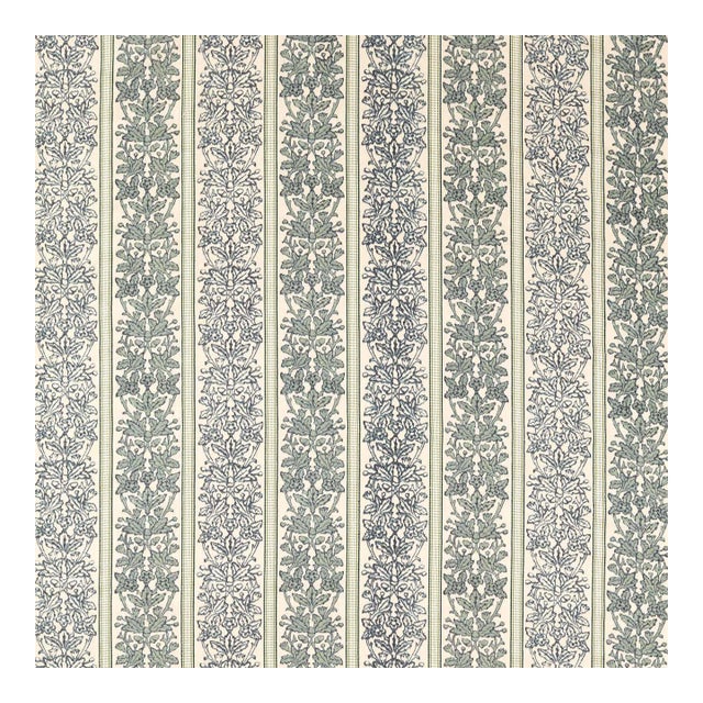 Morris & Co. Oak & Blossom Weave Fabric in Green/Indigo For Sale