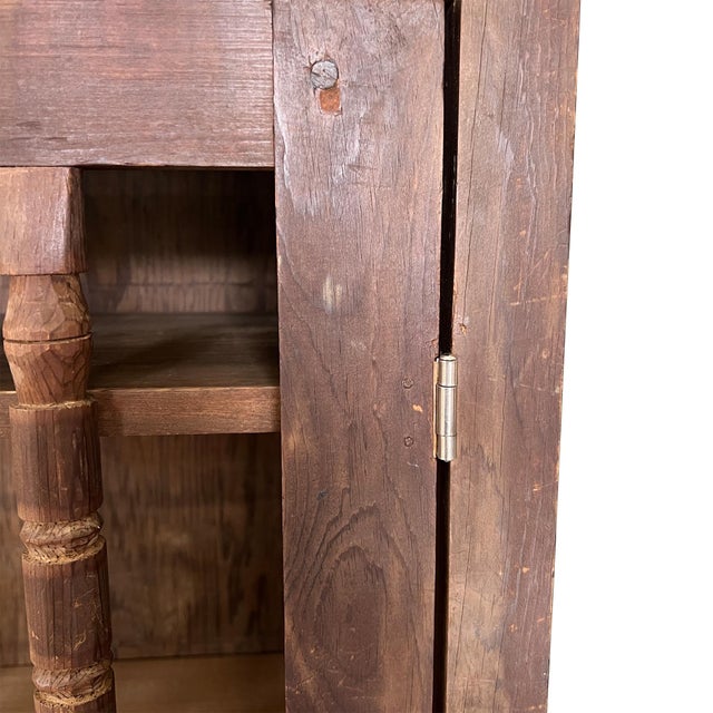 Primitive Spanish Colonial Bread Cupboard With Spindle Door, Santa Fe 1800s For Sale - Image 16 of 18