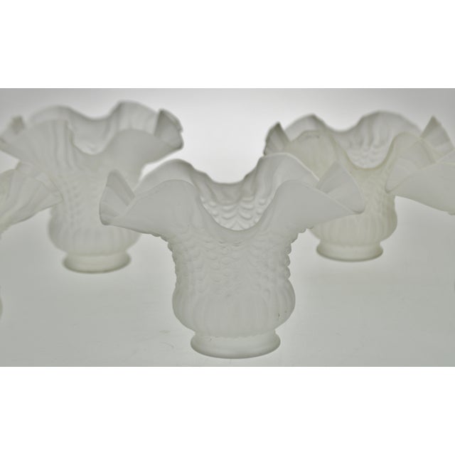 Vintage Victorian Style Ruffled Tulip Glass Lamp Shades Group of 5