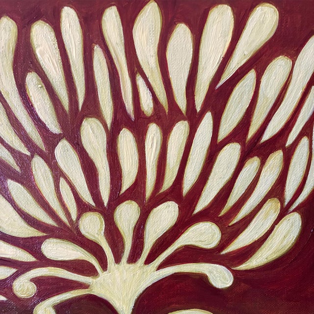 2020s Original Botanical Flower Painting in Brushed Gold Frame, Oil on Canvas, 14.5" X 14.5" by Tatiana Duperault For Sale - Image 5 of 5