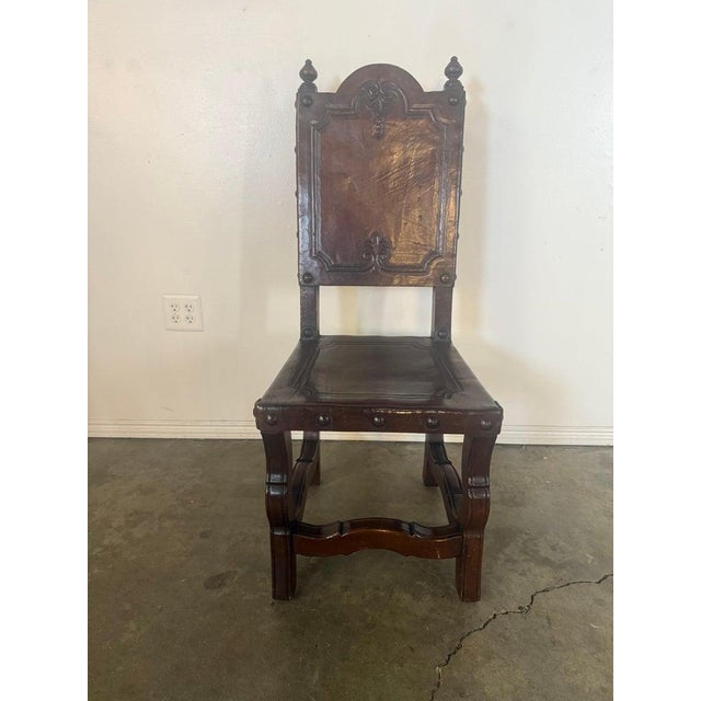 Traditional Set of Eight Spanish Renaissance Revival Dining Chairs For Sale - Image 3 of 14