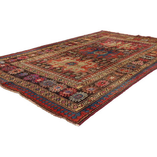 79575 Antique Caucasian Kurd Rug, 04'02 x 06'10. A Highland Constellation: Late 19th Century Caucasian Kurd Masterpiece of...