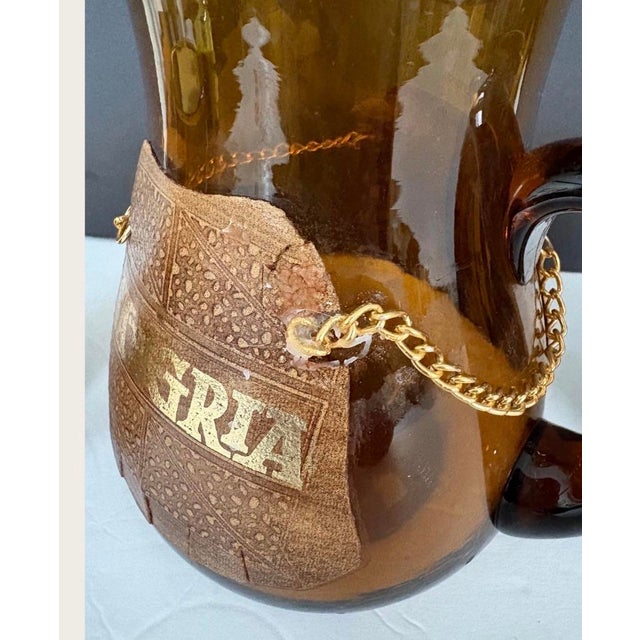 Spanish Revival 1970s Spanish Revival Amber Glass Sangria Pitcher & 6 Mugs, 7 Pieces For Sale - Image 3 of 8