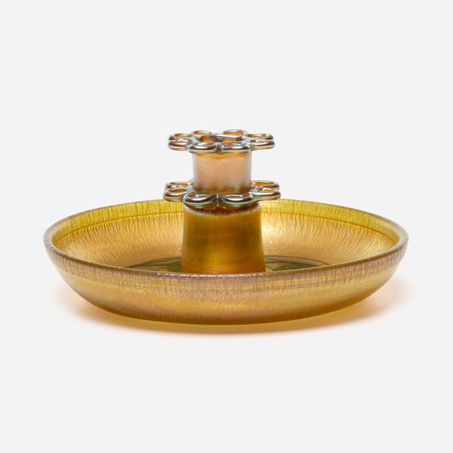 Tiffany Studios “Leaf and Vine” Favrile Glass Vase / Centerpiece Bowl For Sale - Image 9 of 9