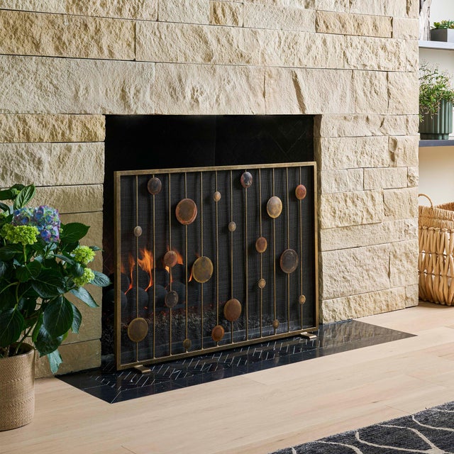 Not Yet Made - Made To Order Tobacco Striker Mid Century Modern Fireplace Screen For Sale - Image 5 of 9