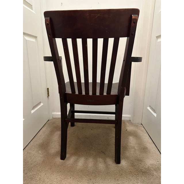 American Antique 1920s Heywood-Wakefield Wood Banker's Armchair For Sale - Image 3 of 8
