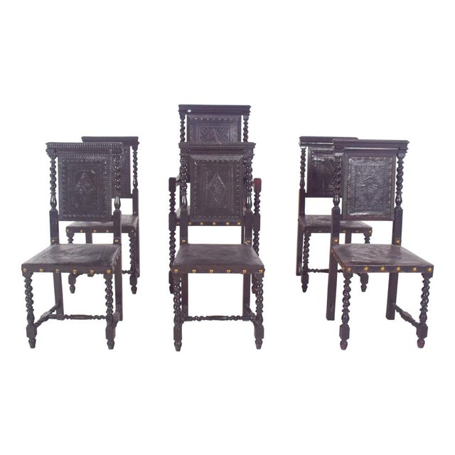 Leather Dining Chairs, 1920s, Set of 6 For Sale - Image 14 of 14
