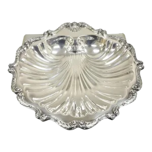 Vintage English Silver Mfg Victorian Silver Plated Large Clam Shell Dish Bowl