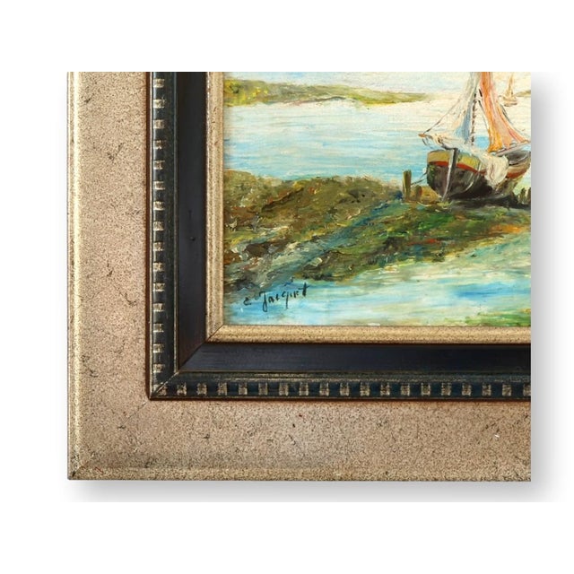 French French Normandy Coastal Scene With Oyster Gatherers For Sale - Image 3 of 4