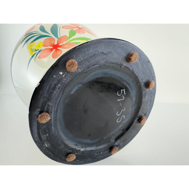 Vintage French Hand-Painted Floral Ginger Jar With Lid For Sale - Image 11 of 11