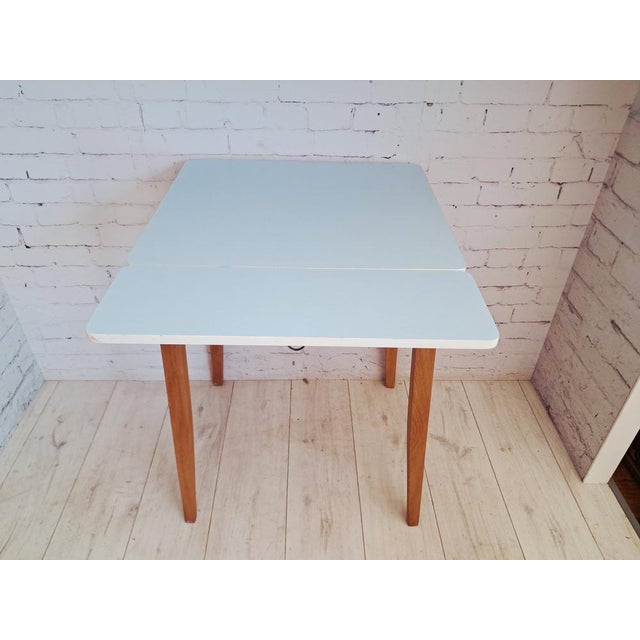 Mid-Century Blue Formica Drop Leaf Table and Dining Chairs Set, 1960s, Set of 3 For Sale - Image 12 of 18