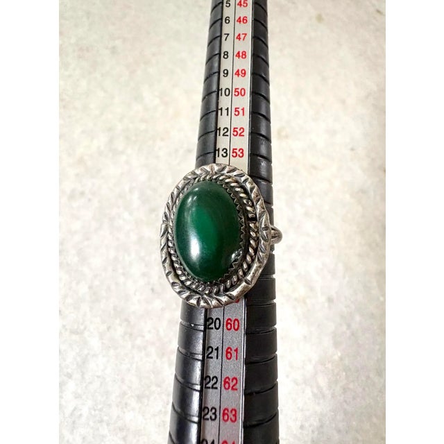 1960s Vintage Sterling Silver and Malachite Ring, Size 8 For Sale - Image 5 of 5