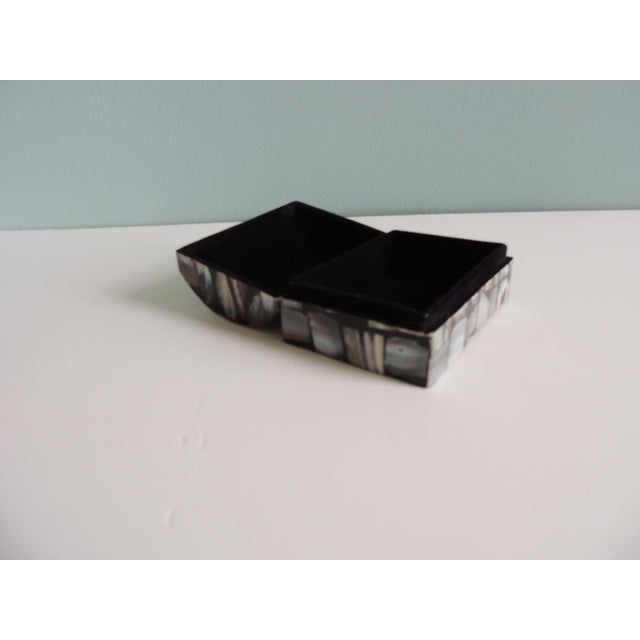Black Lacquered Abalone Shell Box Size: 4"W x 3"D x 2"H