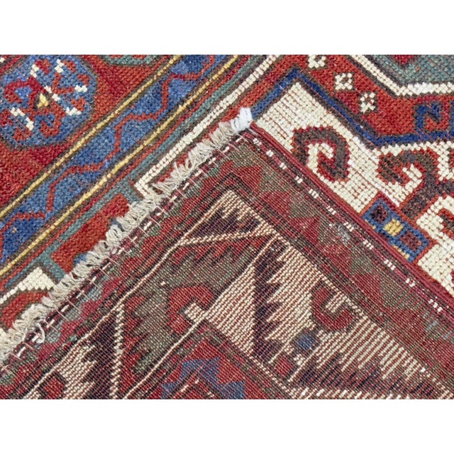 Burgundy Antique Fakhralou Kazak Rug 3'11" X 5’11" For Sale - Image 8 of 8