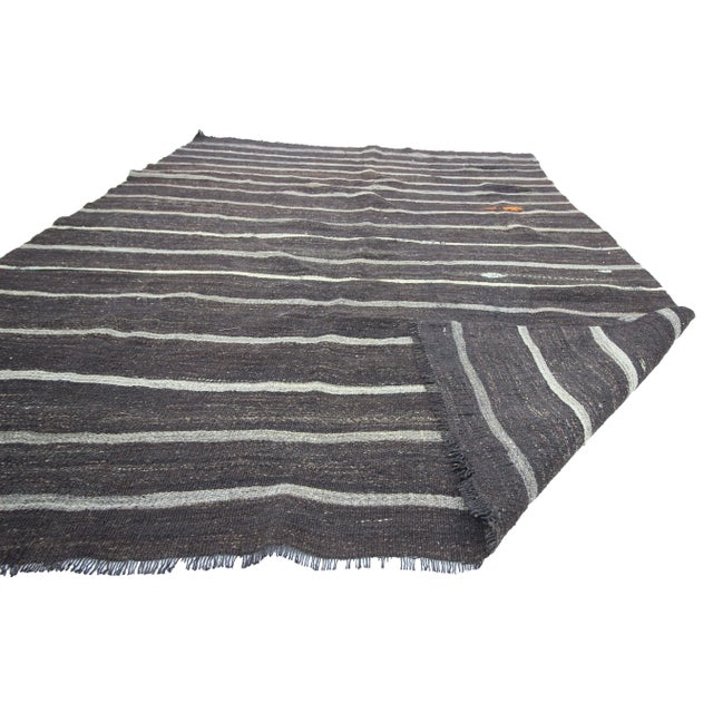 1960s 1960s Vintage Striped Brown Kilim Rug- 6′7″ × 8′8″ For Sale - Image 5 of 7