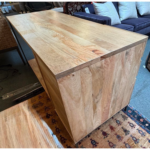 Tan West Elm Industrial Solid Wood Modular Desk W/ File Cabinet For Sale - Image 8 of 12