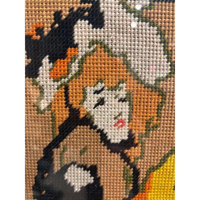 Art Nouveau Vintage French, Belle Epoque, Moulin Rouge Needlepoint (Jane Avril) For Sale - Image 3 of 7