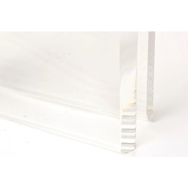 Brass 1980s Karl Springer Sculptural Lucite Cocktail Table Base with Brass Caps For Sale - Image 8 of 10