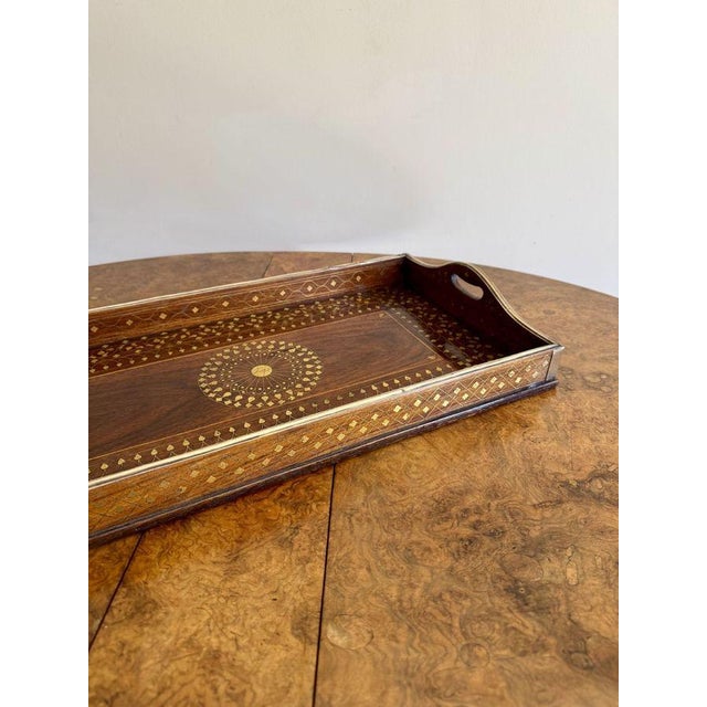 Vintage Brass Inlaid Tray, 1920 For Sale - Image 3 of 7