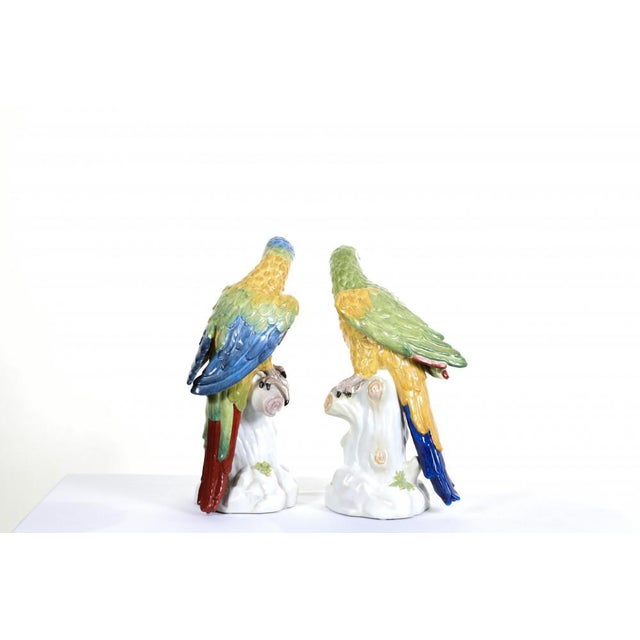 Porcelain Parrots Statues, Set of 2 For Sale - Image 5 of 9
