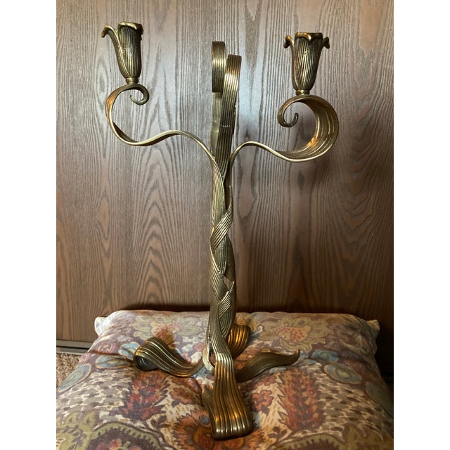Art Nouveau Late 20th Century Chapman Art Nouveau Brass Candlestick For Sale - Image 3 of 6