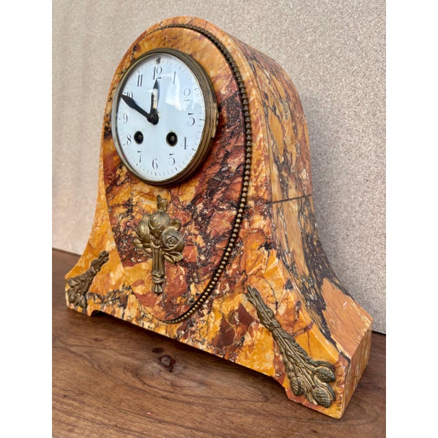 Classic French Mantel Clock by Société Clusienne, Marble Base, 1920 For Sale - Image 10 of 16