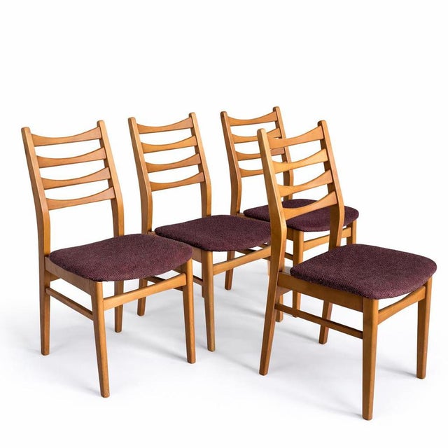 Brown Mid-Century Ladder Back Dining Chairs in Beech and Oak from GDR, 1960s, Set of 4 For Sale - Image 8 of 8