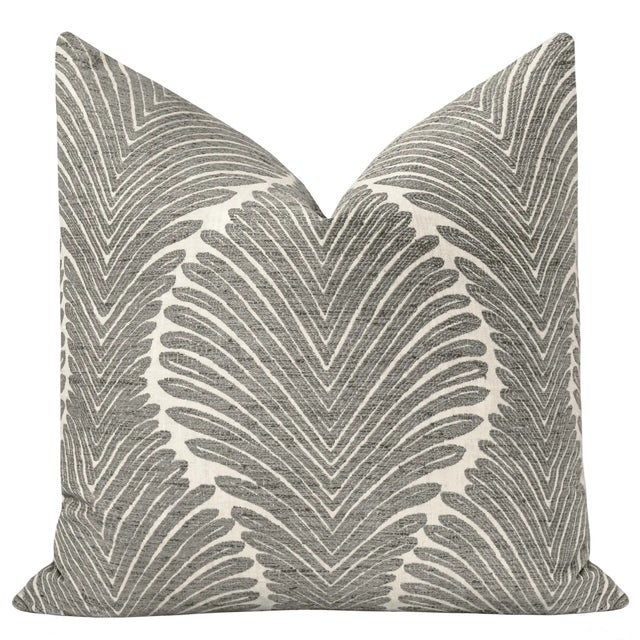 Pair of beautiful custom-made musgrove chenille pillows in charcoal. Meticulously handcrafted with serged interior seams,...