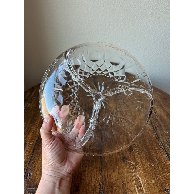 Glass Late 20th Century Rogaska Gallic Pattern 3-Part Divided Round Relish Tray Plate For Sale - Image 7 of 9