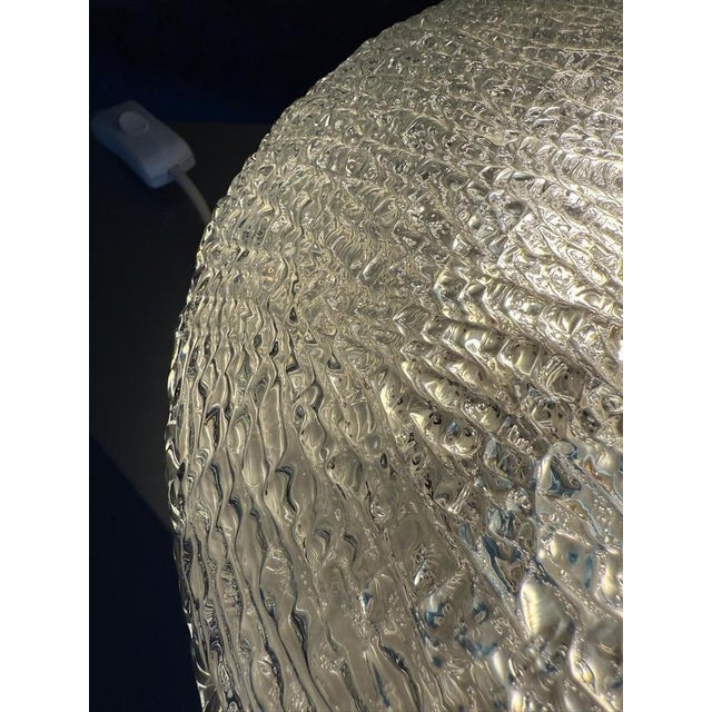 Large Textured Ice Glass and Chrome Flush Mount, 1970 For Sale - Image 12 of 16