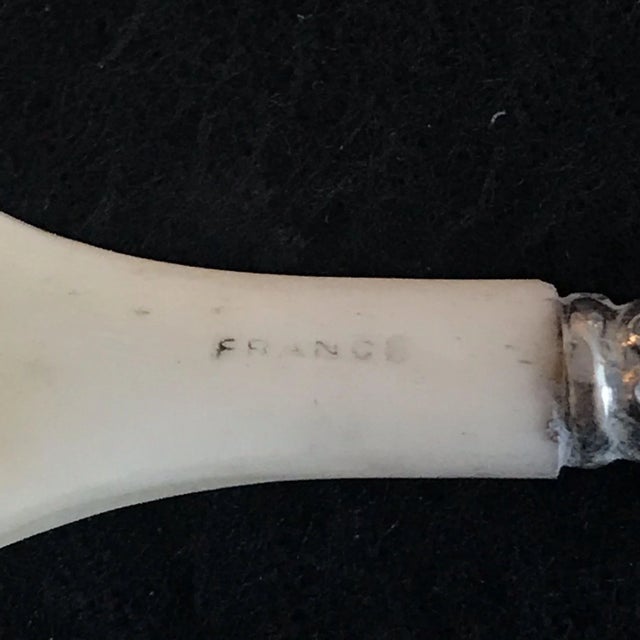 Silver Late 19th Century Small Antique French Silver/Bone Brush For Sale - Image 8 of 9