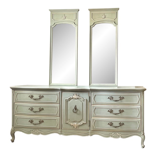 1960s French Dresser in Robin's Egg Blue With 2 Mirrors For Sale
