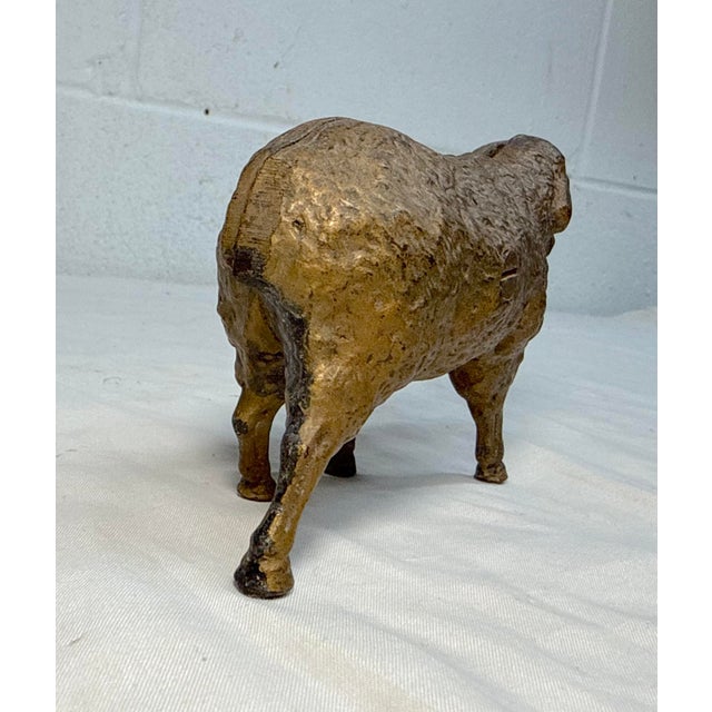Gold Antique Early 1900's Original Hubley Cast Iron Sheep Lamb Still Coin Bank For Sale - Image 8 of 12