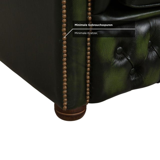 Animal Skin Chesterfield 4-Seater Sofa in Dark Green Leather For Sale - Image 7 of 15