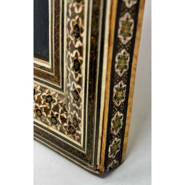 Indo-Persian Miniature Painting in Moorish Micro Mosaic Inlaid Marquetry Frame For Sale - Image 10 of 14
