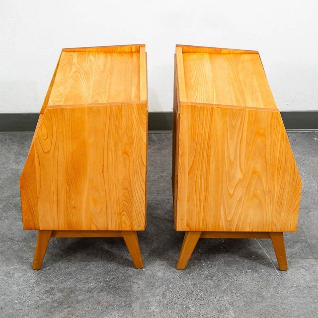 Dillingham Mid Century Modern Nightstands Solid Oak Dillingham Drawers End Tables MCM For Sale - Image 4 of 12